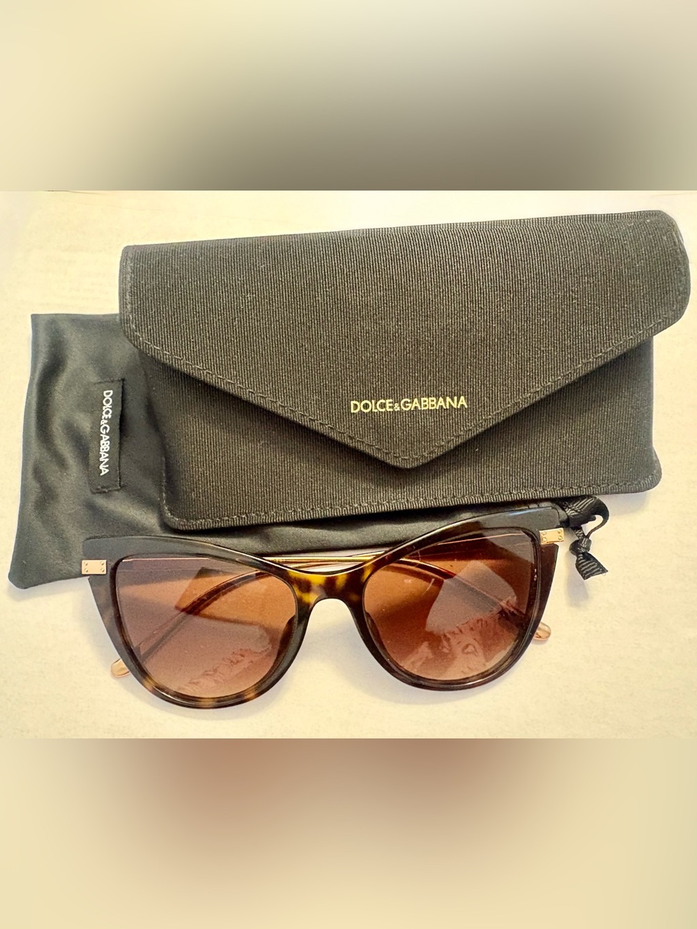Dolce & Gabbana Havana / Brown Gradient Cat-Eye Sunglasses with Gold Temples